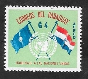 265 - 15 Anivº de Naciones Unidas, Banderas de la ONU y Paraguay