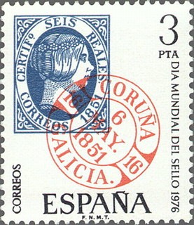 ESPAÑA 1976 2318 Sello Nuevo Dia Mundial del Sello Fechador de La Coruña