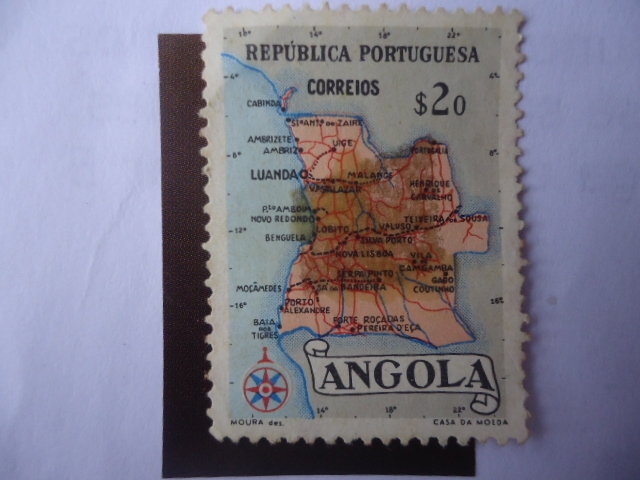 Mapa de Angola - República portuguesa.