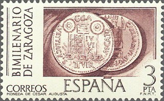 ESPAÑA 1976 2319 Sello Nuevo Bimilenario De Zaragoza Moneda de Cesar Augusto