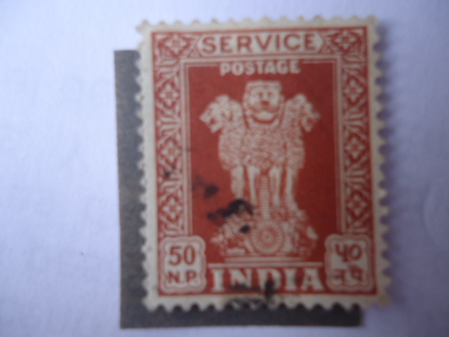 Capitel del Pilar de Ashoka con 4 Leones - Emblema Nacional de la India-Serie 1957/58.