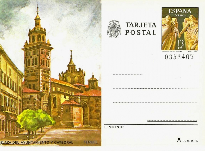Tarjeta Entero Postal Edifil T124 Teruel 13 NUEVO
