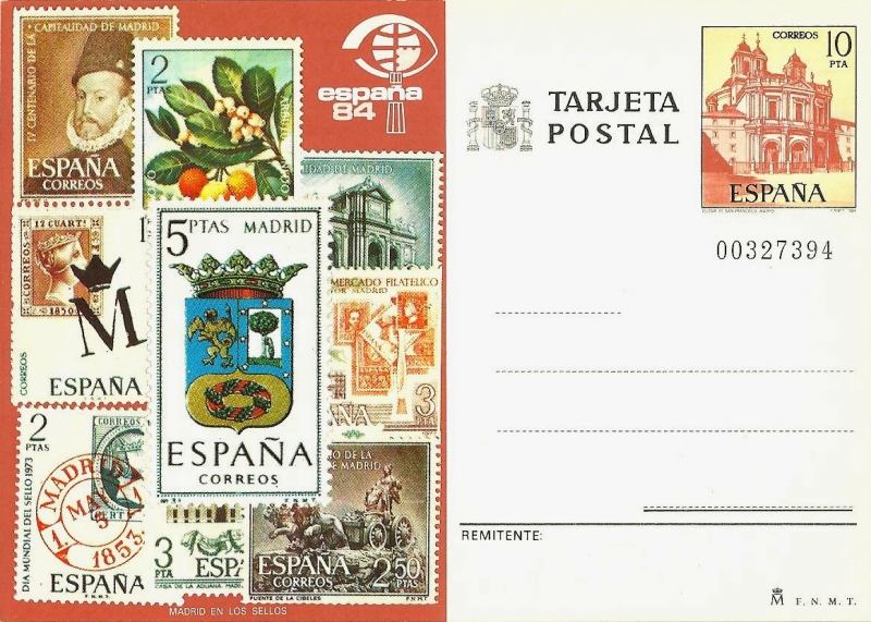Tarjeta Entero Postal Edifil T135 Madrid en los sellos 10 NUEVO