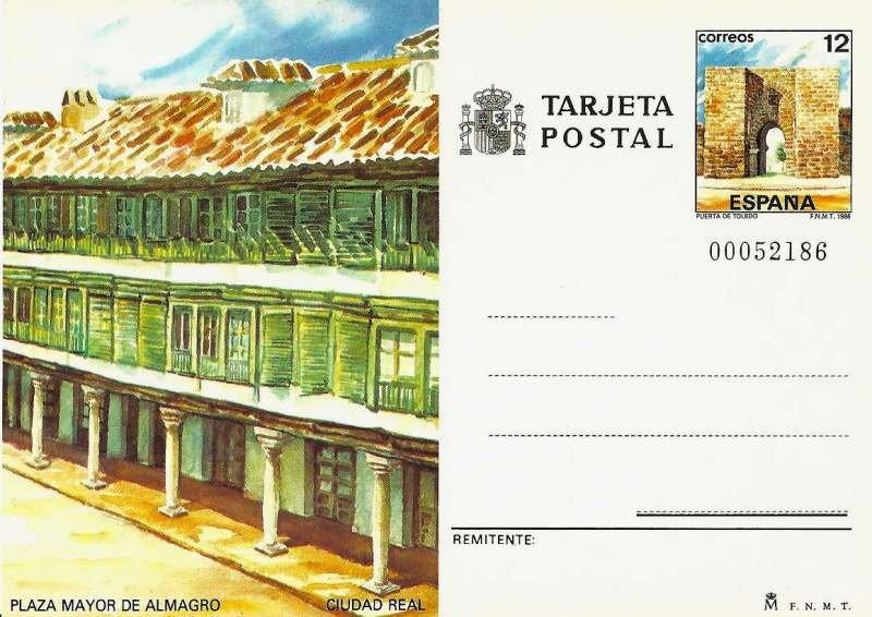 Tarjeta Entero Postal Edifil T141 Plaza Mayor Almagro 12 NUEVO