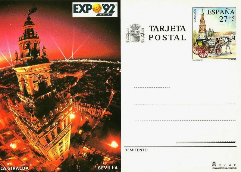 Tarjeta Entero Postal Edifil T154 Expo'92 27+5 NUEVO