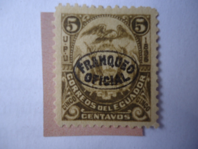 Escudo de Armas-Correos del Ecuador-Sobre impresión Ovalada Negra - Franqueo Oficial. Año 1896