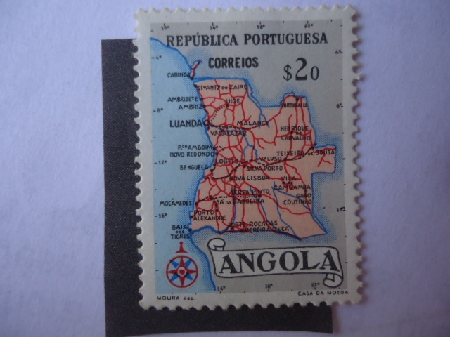 Mapa de Angola - República portuguesa.