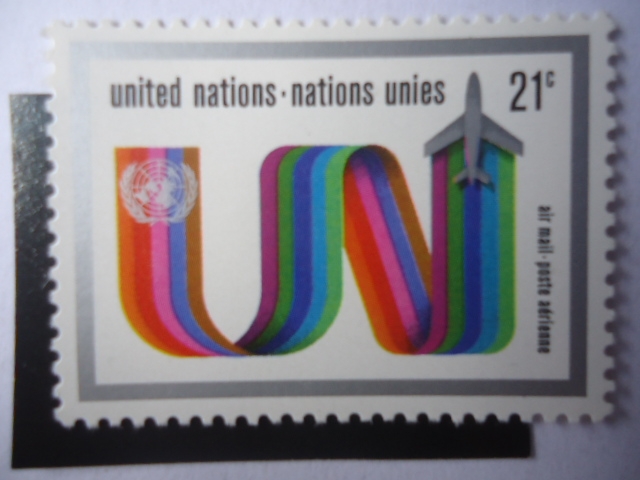 UN-Unión de Naciones-Emblema-Avión-Correo Aéreo