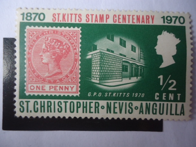 Centenario del Sello de San Cristóbal (1870-1970) Sello dentro de Otro Sello. País: San Kitts y Nevi