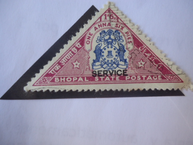 India estados Nativos - Escudo de Armas de Bhopal. One anna-Six pies.