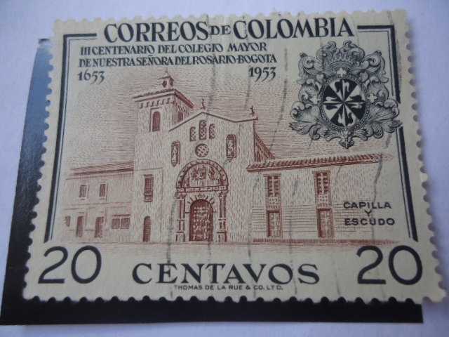 III Centenario  del Colegio Mayor de Nuestra Señora del Rosario (1653-19539 - Bogotá. Capilla y Escu