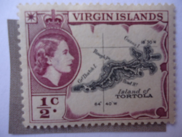 Mapa de la Isla de Tortola - Serie:Queen Elizabeth II 