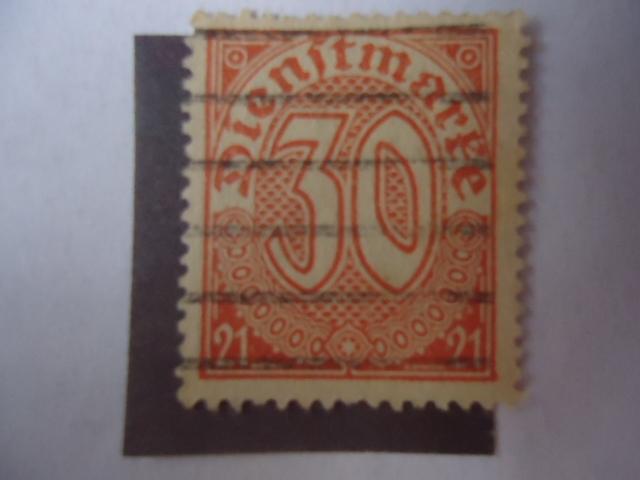 Cifras - Alemania Reino-Sello Oficial-Dienstmark, con 21.