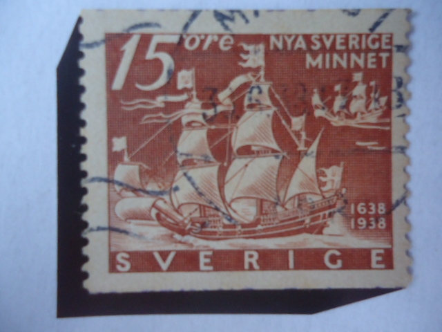 Nya Sverige Minnet- Nueva Manera de Suecia - Los Barcos: Colmare Myckel y Fagel Agarres - 300 Aniver