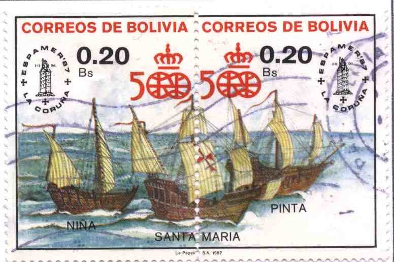 Espamer 87 La Coruña España. Las carabelas de Colon en Pareja