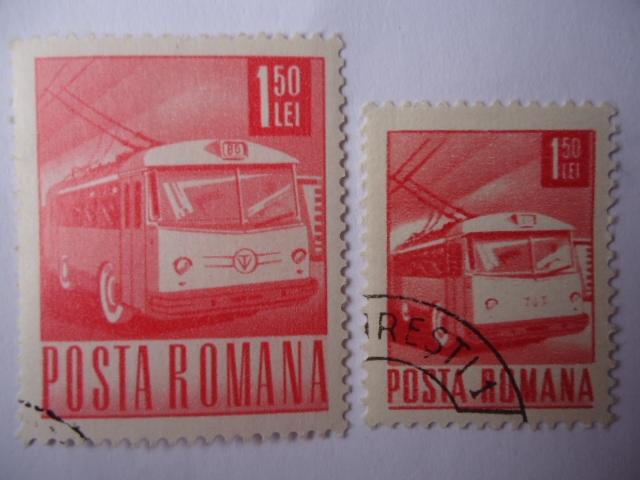 Trolleybus . Trolebús - Serie:Postal y Transporte.
