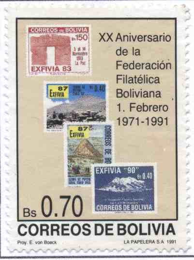 XX Aniversario de la Federacion Filatelica Boliviana