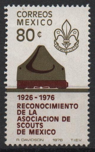 50th  ANIVERSARIO  SCOUT  MEXICANOS.  SOMBRERO  Y  EMBLEMA.