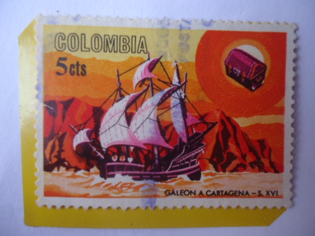Galeón a Cartagena-Siglo XVI -  Serie:Historia del Correo Marítimo