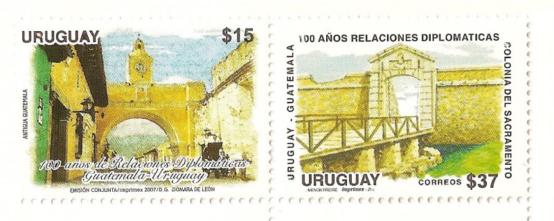 100 años relaciones diplomaticas, Uruguay Guatemala . (diptico)