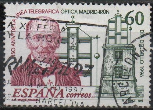 Dia del Sello 150 aniversario d´l´linea telegrafica optica Madrid-Irun