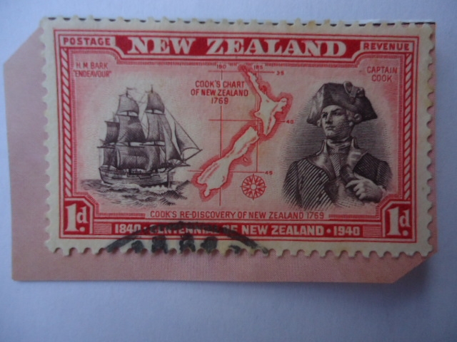 Capitán Cook- Re-descubrimiento de Nueva Zelanda. 1759 - Centenario de Nueva Zelanda,1840-1940 - Bar