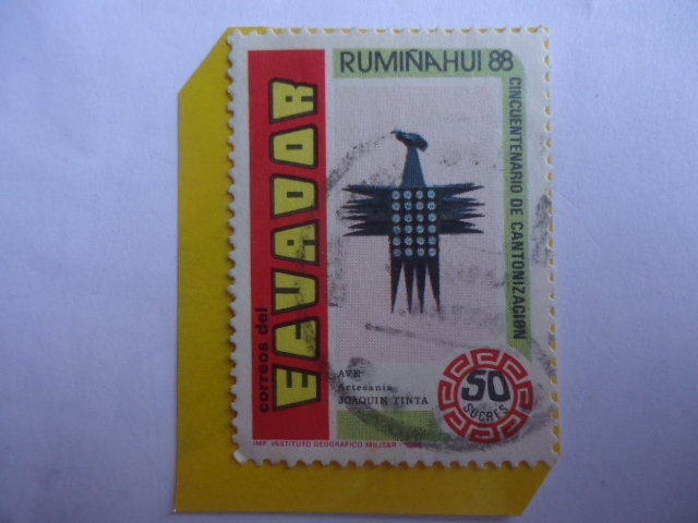 Ruminahui 88-(Del Idioma Quechua)-50 años de Cantonización-Ave, Artesanía de Joaquin Tint