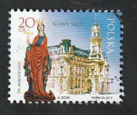 4563 - Ayuntamiento de la ciudad de Nowy Sacz, y estatua de Santa Margarita