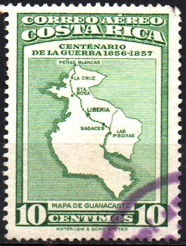 CENTENARIO  DE  LA  GUERRA  1856-1957.  MAPA  DE  GUANACASTE.