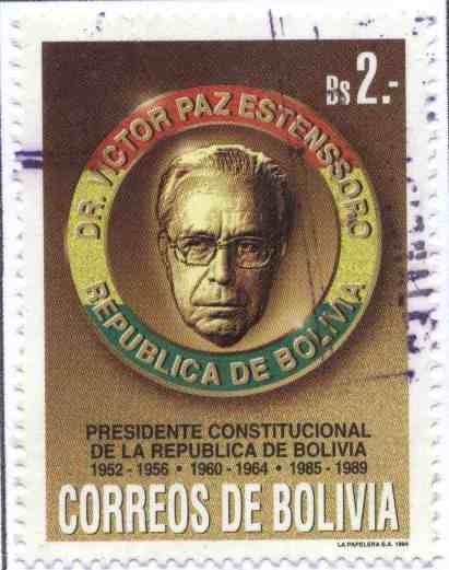 Homenaje a Victor Paz Estenssoro presidente constitucional de la Republica de Bolivia