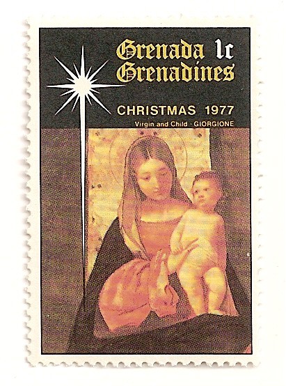Grenada Grenadines. Navidad 1977. Virgen con el niño. Giorgione.
