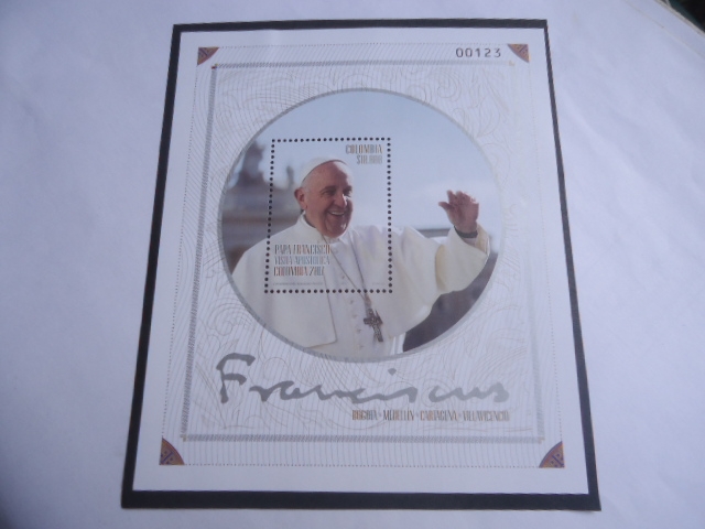 Papa Francisco. Visita Apostólica a Colombia 2017-Hoja de Recuerdo N° 00123.