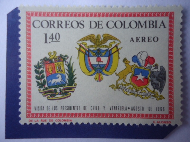 Visita de los Presidentes Eduardo Frei (Chile) y Raúl Leoni (V/zuela) Agosto de 1966- Escudos de Arm