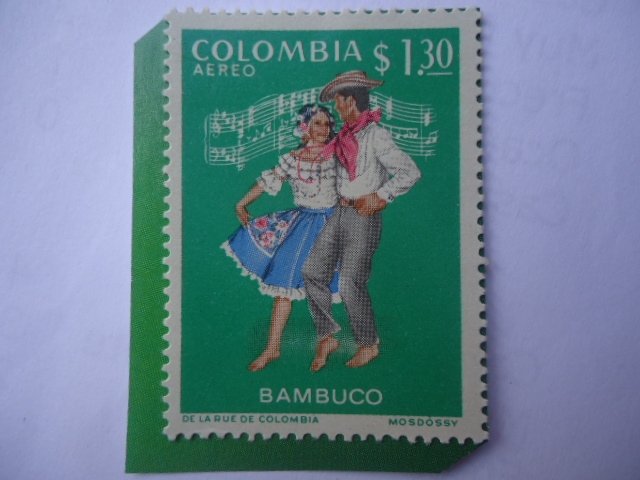 Sello: Bambuco - Folclor Región Andina Colombiana -Vestido Típico y Danza Región Andina. $ 1,30 Colombia America Sello: Bambuco - Folclor Región Andina Colombiana -Vestido Típico y Danza Región Andina. $ 1,30 Colombia America
