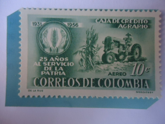 Caja de Crédito Agrario (1931-1956) 25 Años al Servicio de la Patria-Emblema-Tractor-Agricultura.