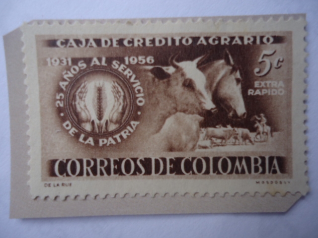 Caja de Crédito Agrario (1931-1956) 25 Años al Servicio de la Patria-Emblema-Tractor-Agricultura.