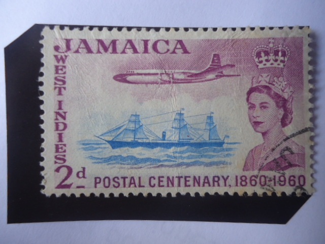 Queen Elizabeth II- Servicio Postal de Jamaica-Centenario de 1860-1960-Islas Indias.
