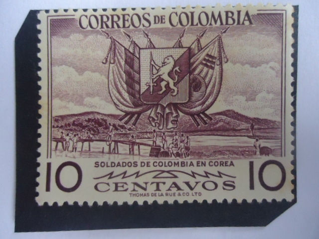 Soldados de Colombia en Corea - Escudo de Armas-Soldados Construyendo Puente.