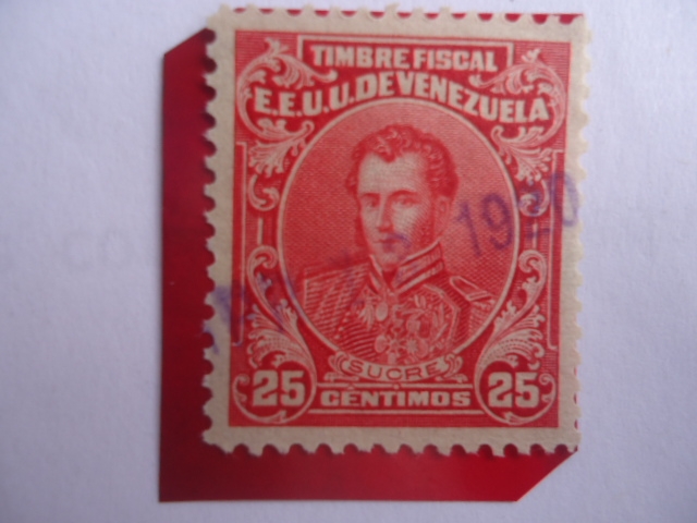 Timbre Fiscal-Sello de Rentas e Ingresos- E.E.U.U.de Venezuela-Mariscal Sucre.