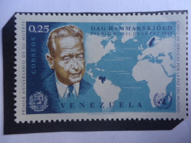 Dag Hammarskjöld (1905-1961)-Premio Nobel de la Paz 1961- 2° secretario de la ONU-1953-1961.