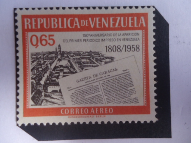 Gazeta de Caracas - 150° Aniversario de la Aparición del Primer Periódico Impreso en Venezuela, 1808