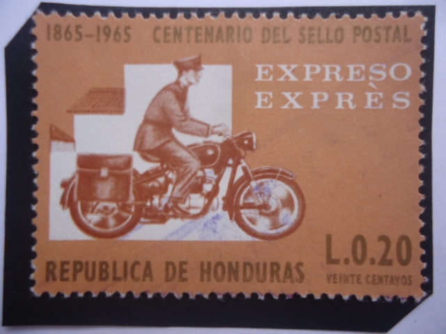 Centenario del Sello Postal (1865-1965)- Correo Expreso - Cartero Motorizado.
