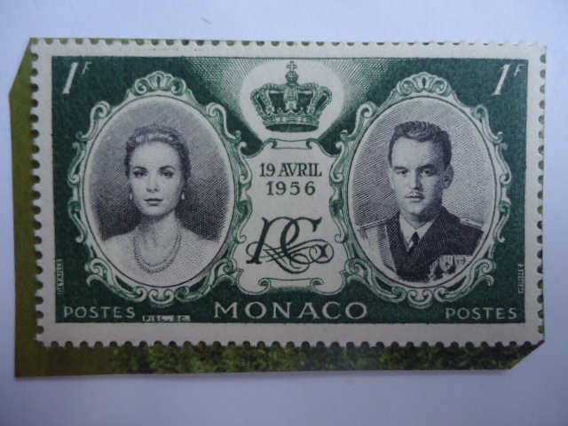 Rainiero III de Mónaco y Grece Kelly-Corona y Monograma-Serie:Boda de Raniero III y Grace Kelly, 19 