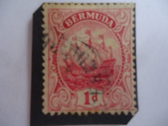 Carabela Rosa Roja - 1 penique de las Bermudas - 1910