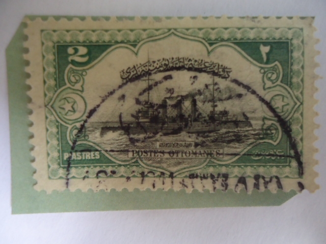 Hamidiye - Buque de Guerra - Primera impresión del sello en Londres, 1914 - Postes Ottomanes.