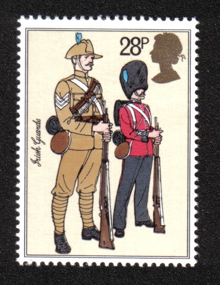 Uniformes del ejército británico, sargento y guardia (guardias irlandeses, 1900)