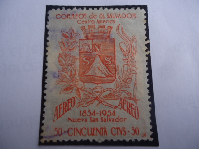 1854-1954, Nueva San Salvador - 100 Años de la Ciudad Nueva San Salvador - Escudo de Armas. 
