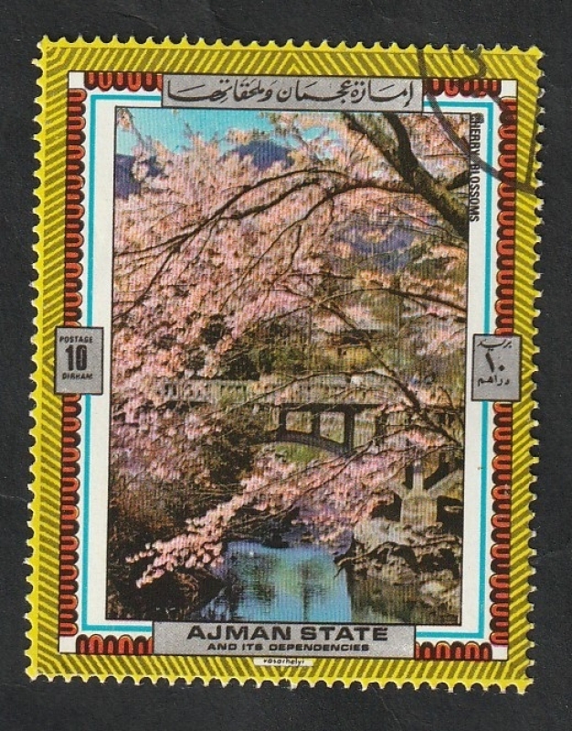 Ajman - Estampa japonesa, Cerezo en flor