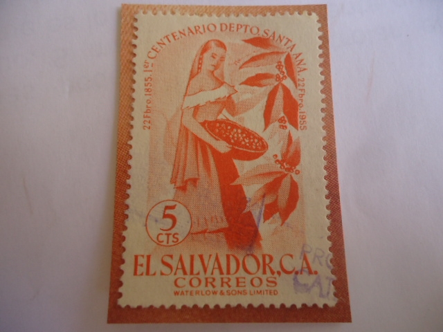 Recolectora de Café - 1er Centenario del Departamento Santa Ana , 1855-1955