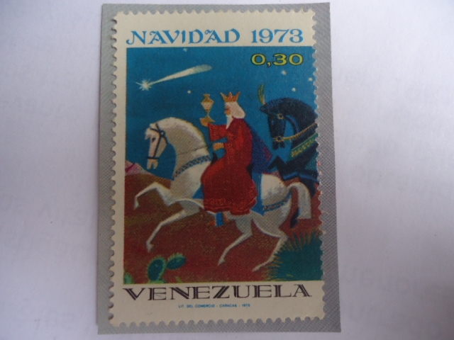 Navidad 1973 - Rey Mago montado en un caballo Blanco.